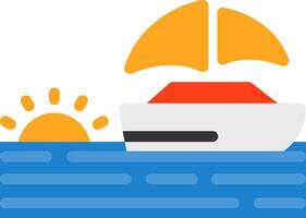 Nautical sunset Flat Icon vector