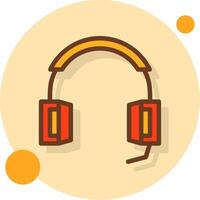 Headset Filled Shadow Circle Icon vector