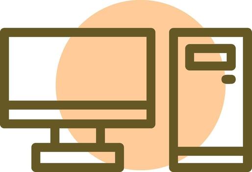 escritorio computadora lineal circulo icono vector