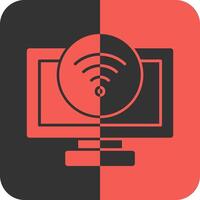 Wifi señal rojo inverso icono vector