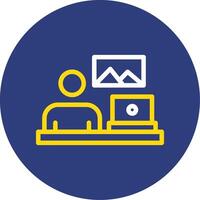 Telecommuting Dual Line Circle Icon vector