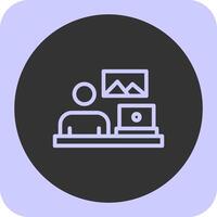 Telecommuting Linear Round Icon vector