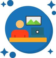 Telecommuting Tailed Color Icon vector
