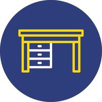 Desk Dual Line Circle Icon vector