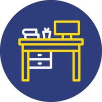 Cozy workspace Dual Line Circle Icon vector