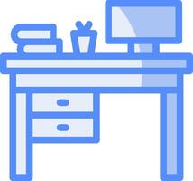 Cozy workspace Line Filled Blue Icon vector