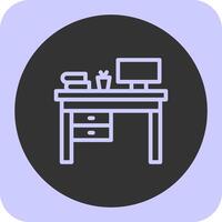 Cozy workspace Linear Round Icon vector