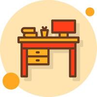 Cozy workspace Filled Shadow Circle Icon vector
