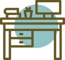 Cozy workspace Linear Circle Icon vector