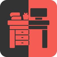 Cozy workspace Red Inverse Icon vector