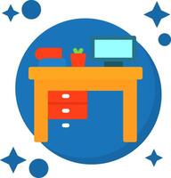 Cozy workspace Tailed Color Icon vector