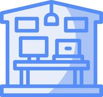 Home office setup Line Filled Blue Icon vector