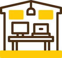 Home office setup Yellow Lieanr Circle Icon vector