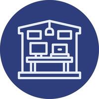 Home office setup Outline Circle Icon vector