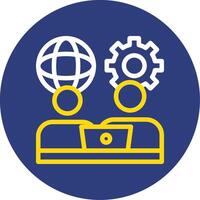 Remote work communication Dual Line Circle Icon vector