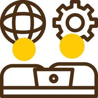 Remote work communication Yellow Lieanr Circle Icon vector