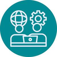 Remote work communication Outline Circle Icon vector