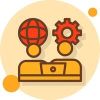 Remote work communication Filled Shadow Circle Icon vector