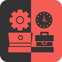 remoto trabajo productividad rojo inverso icono vector