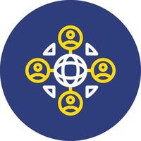 Remote work networking Dual Line Circle Icon vector