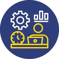 Remote work efficiency Dual Line Circle Icon vector