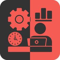 Remote work efficiency Red Inverse Icon vector