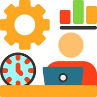 remoto trabajo eficiencia plano icono vector