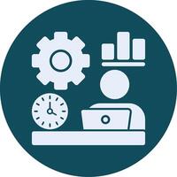 Remote work efficiency Glyph Circle Icon vector