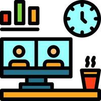 Remote work environment Line Filled Icon vector