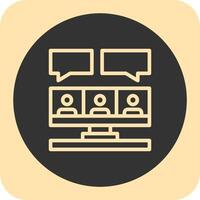 Remote work interviews Linear Round Icon vector
