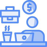 Remote work benefits Line Filled Blue Icon vector