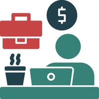 Remote work benefits Glyph Two Color Icon vector