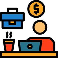 Remote work benefits Line Filled Icon vector