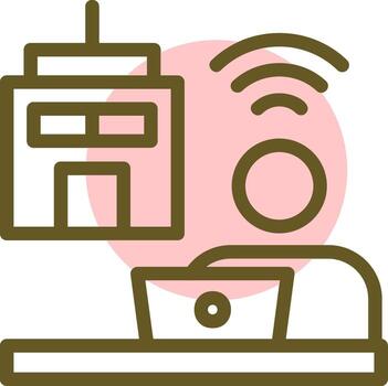 Remote work future Linear Circle Icon vector