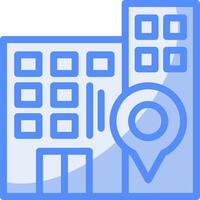 Office Building Line Filled Blue Icon vector