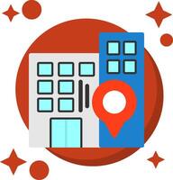 Office Building Tailed Color Icon vector