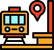 Train Station Line Filled Icon vector