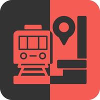 Train Station Red Inverse Icon vector