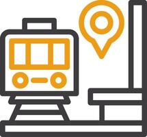 Train Station Line Two Color Icon vector