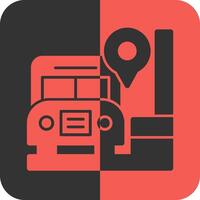 autobús detener rojo inverso icono vector