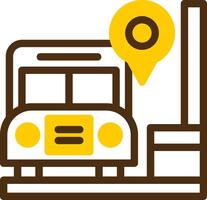 Bus Stop Yellow Lieanr Circle Icon vector