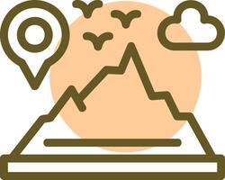 Mountain Linear Circle Icon vector