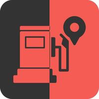 Gas Pump Red Inverse Icon vector