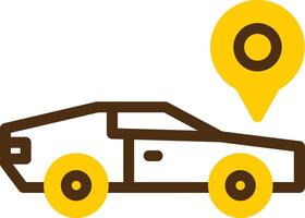 coche amarillo mentir circulo icono vector