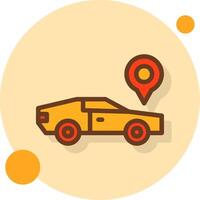 Car Filled Shadow Circle Icon vector