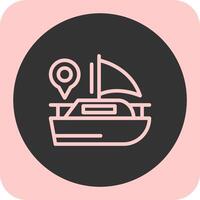 Boat Linear Round Icon vector