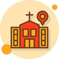 Church Filled Shadow Circle Icon vector