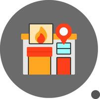 Fire Station Flat Shadow Icon vector