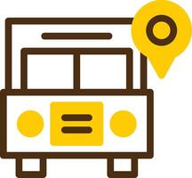 autobús amarillo mentir circulo icono vector