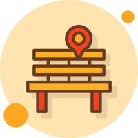 Park Bench Filled Shadow Circle Icon vector